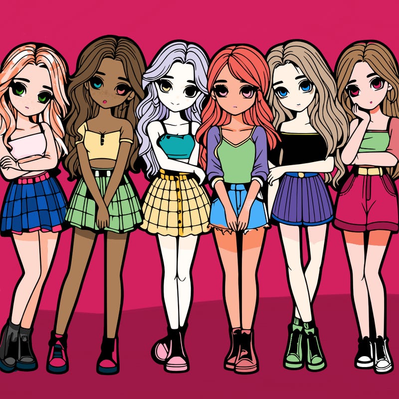 a group of girls realistic