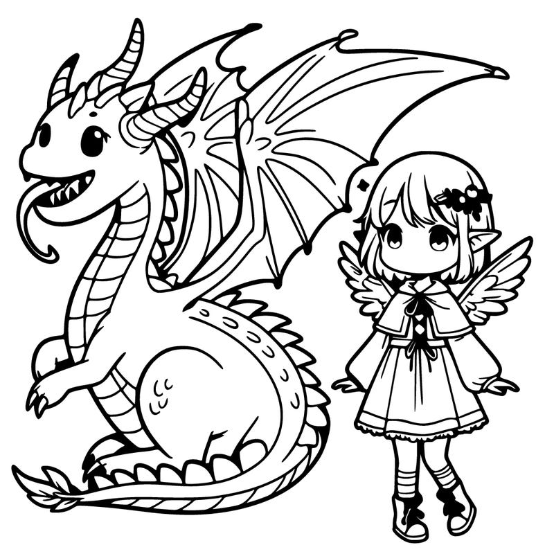 a dragon and a girl with wings