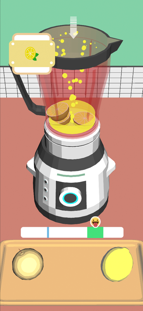 Cafe Master - A blender mixing fruit slices in the Cafe Master mobile game