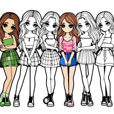 a group of girls realistic
