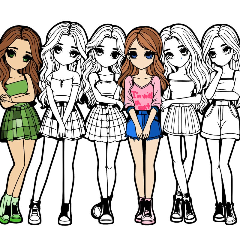 a group of girls realistic