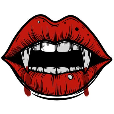 lips with vampire teeth