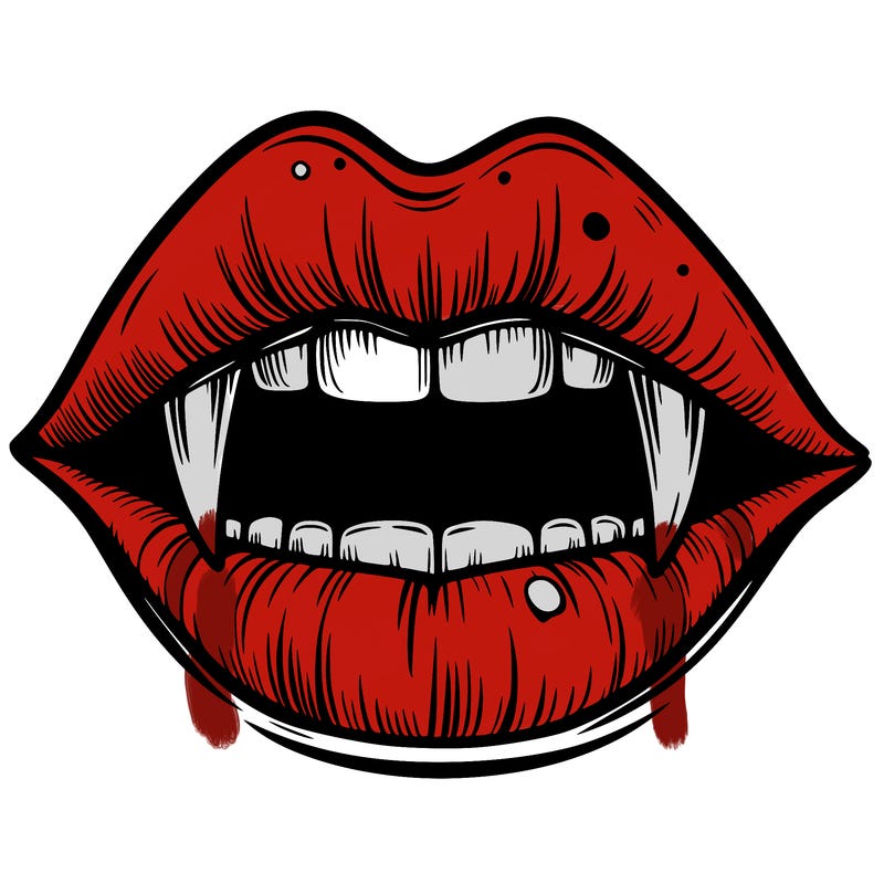 lips with vampire teeth
