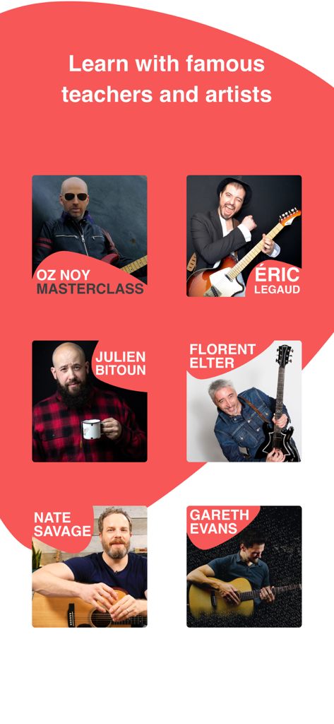 Play Guitar Hits - A collection of professional guitar teachers and artists including Oz Noy and Nate Savage featured in the app