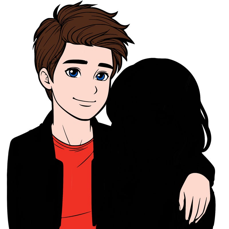 a realistic boy with his girlfriend