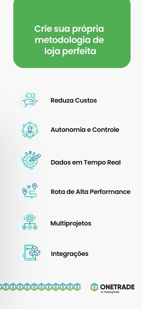 Onetrade - Onetrade app feature list highlighting cost reduction real-time data and route optimization for field service management