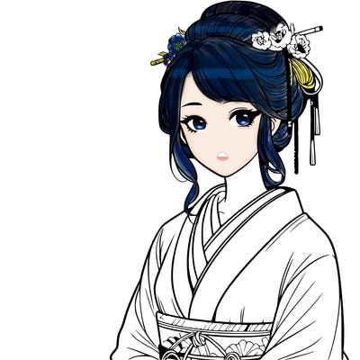 realistic beautiful japanese lady in traditional dress