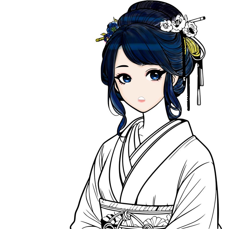 realistic beautiful japanese lady in traditional dress