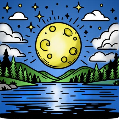 moonlight shining on a lake