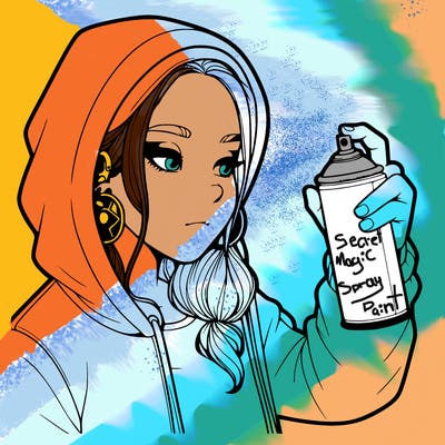 a realistic girl, spray painting