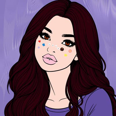 realistic girl with hair on her hair and lips