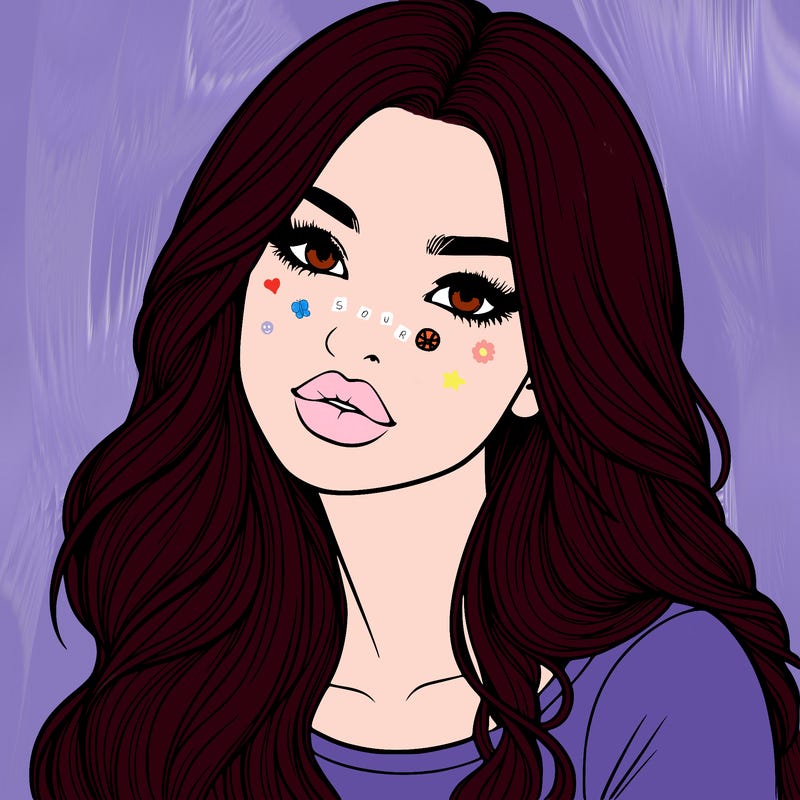 realistic girl with hair on her hair and lips