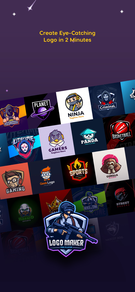 Logo Esport Maker - Logo Maker - A collection of professional mascot logos for esport teams including ninja panda and soldier designs