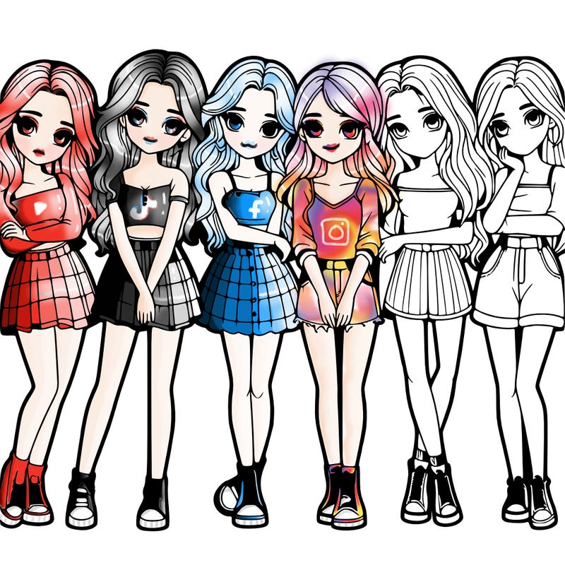 a group of girls realistic
