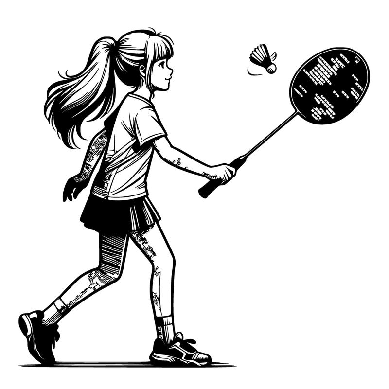 realistic girl playing badminton