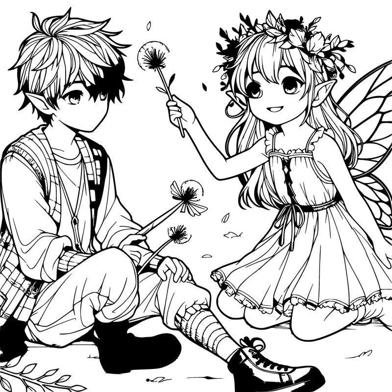 young realistic fae boy and girl playing