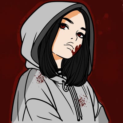 a realistic girl in a hoodie