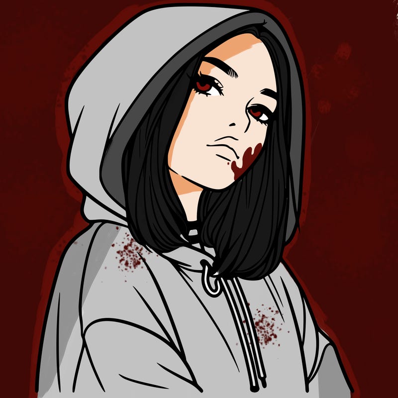 a realistic girl in a hoodie