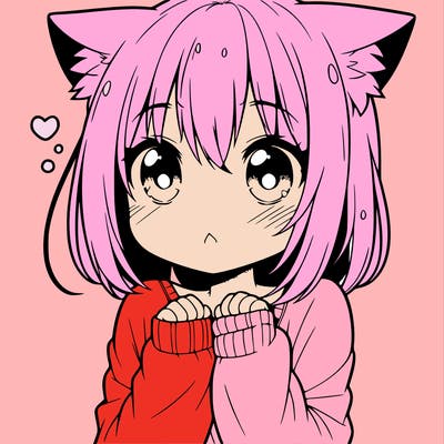 shy anime catgirl