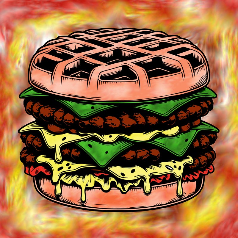 realistic waffle burger