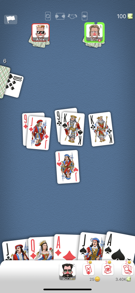 Durak Online Mobile Kartenspiel-Match mit Spielerhand und Tischkarten