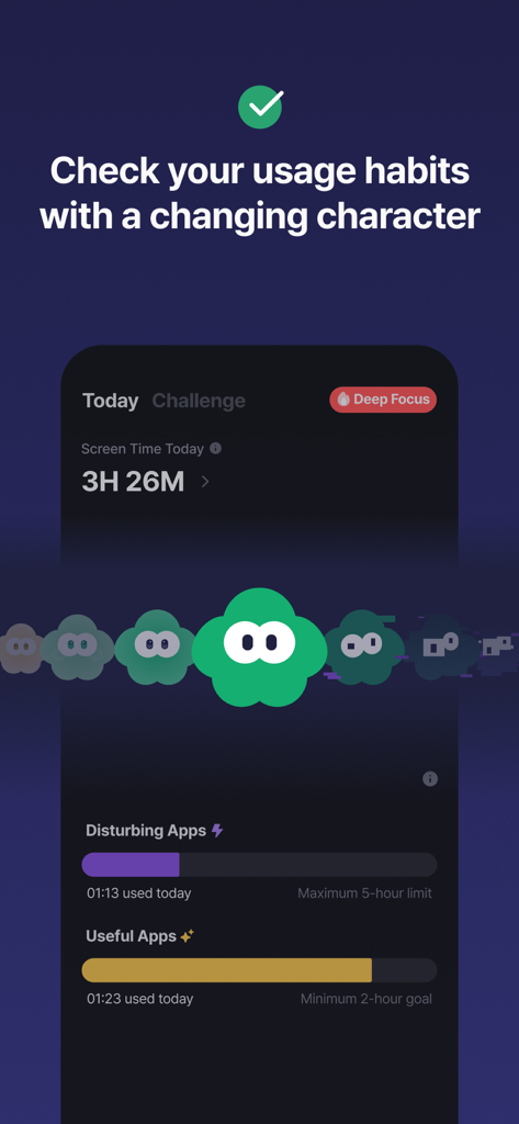 Turning: Screen Time & Routine - Turning app dashboard displaying screen time usage habits and the gamified digital buddy Turny.