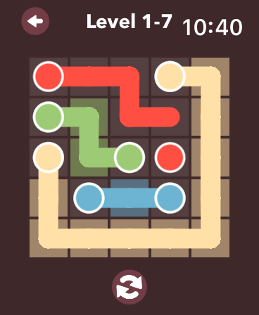 Color Flow - Watch Games - Minimalist 5x5 color connection puzzle grid from the Color Flow watch game.