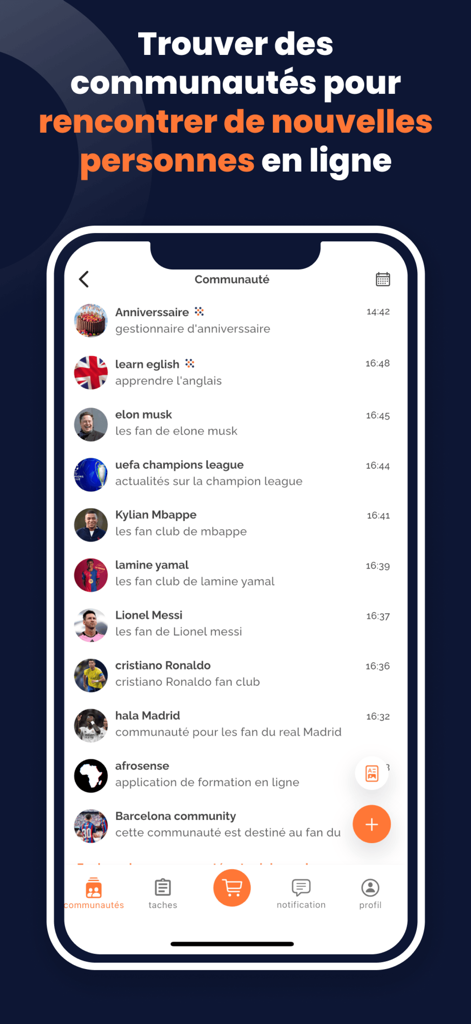 Lama x - Lama x app screen displaying various social communities and interest groups