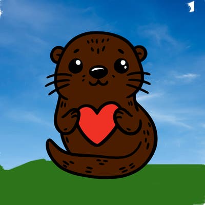 otter with a heart