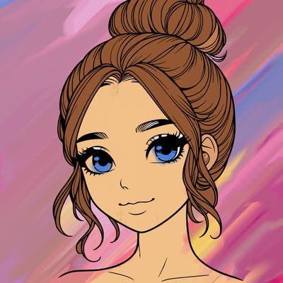 realistic pretty girl with hair in bun