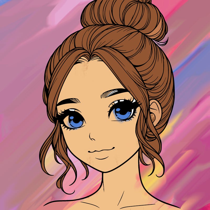 realistic pretty girl with hair in bun