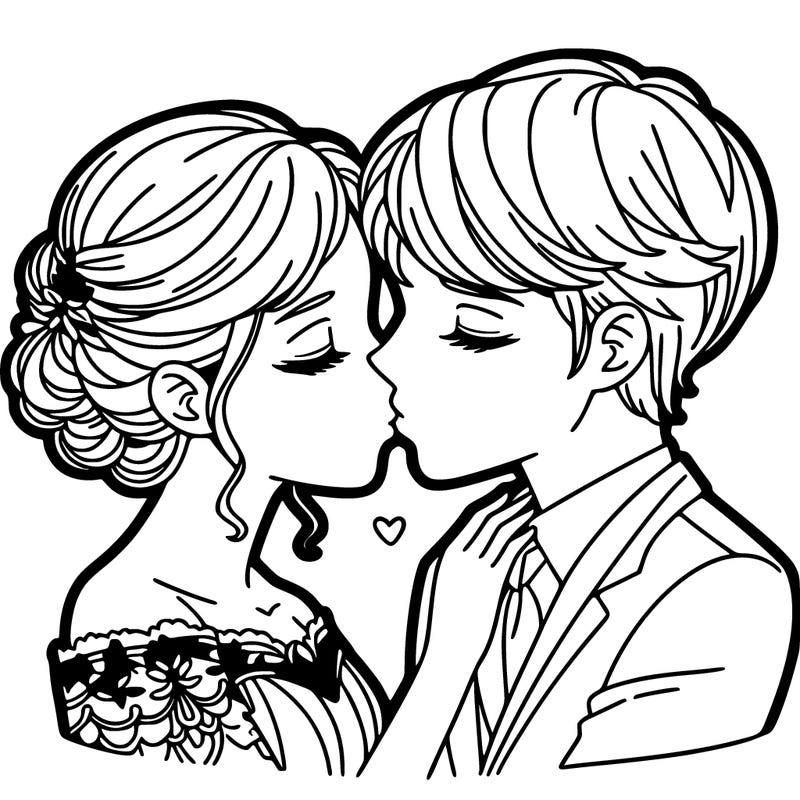 woman and man kissing