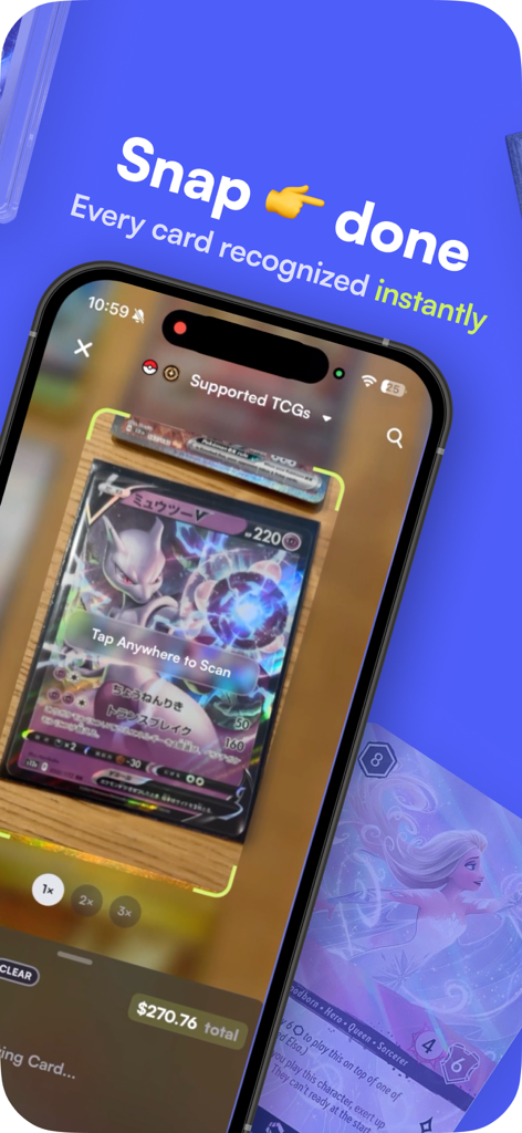 Rare Candy: Scan Pokémon Cards - Rare Candy app scanning a Pokemon card to show instant recognition and market value