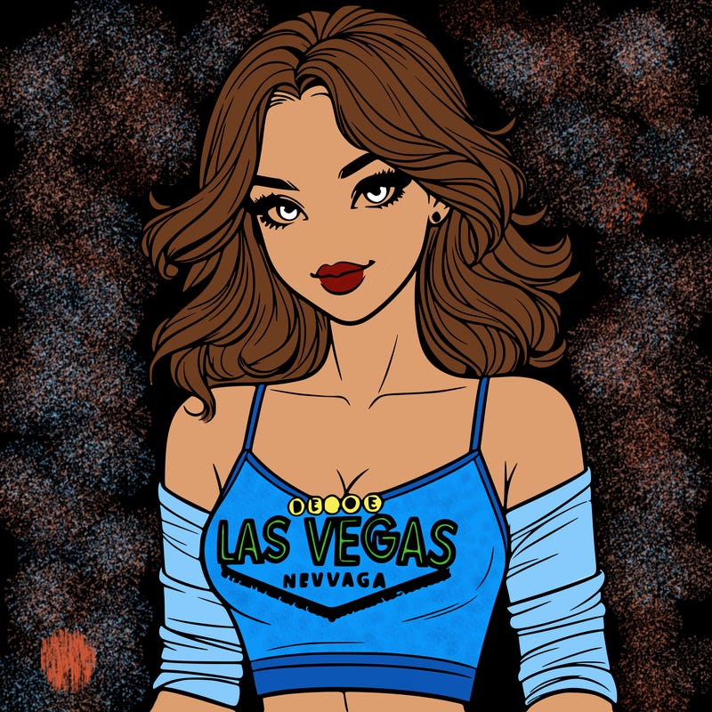 realistic beautiful girl with a las vegas crop top
