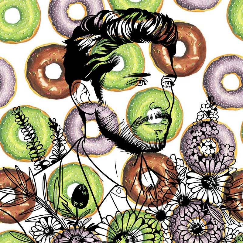 man with flowers realistic