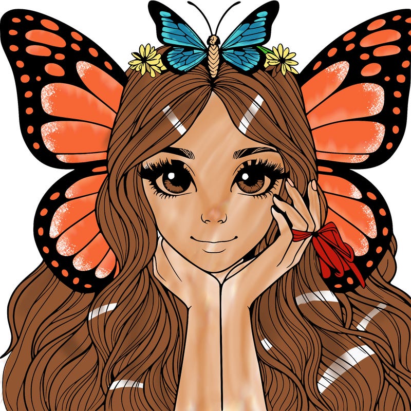 butterfly realistic girl