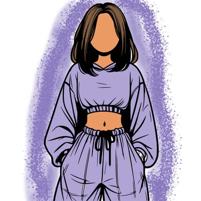 realistic girl faceless with baggy pants and a crop top