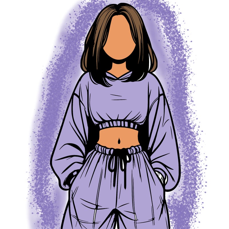 realistic girl faceless with baggy pants and a crop top