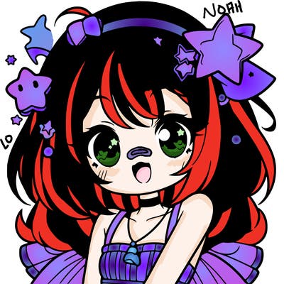 cute anime girl with star accessories