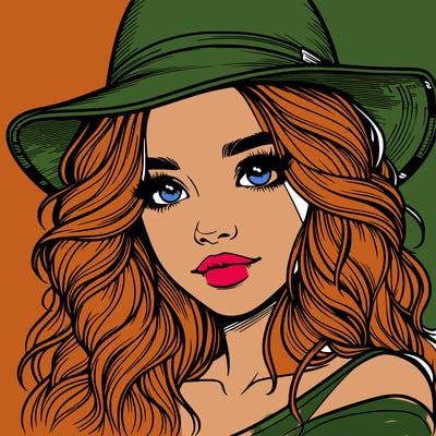 realistic girl with hat