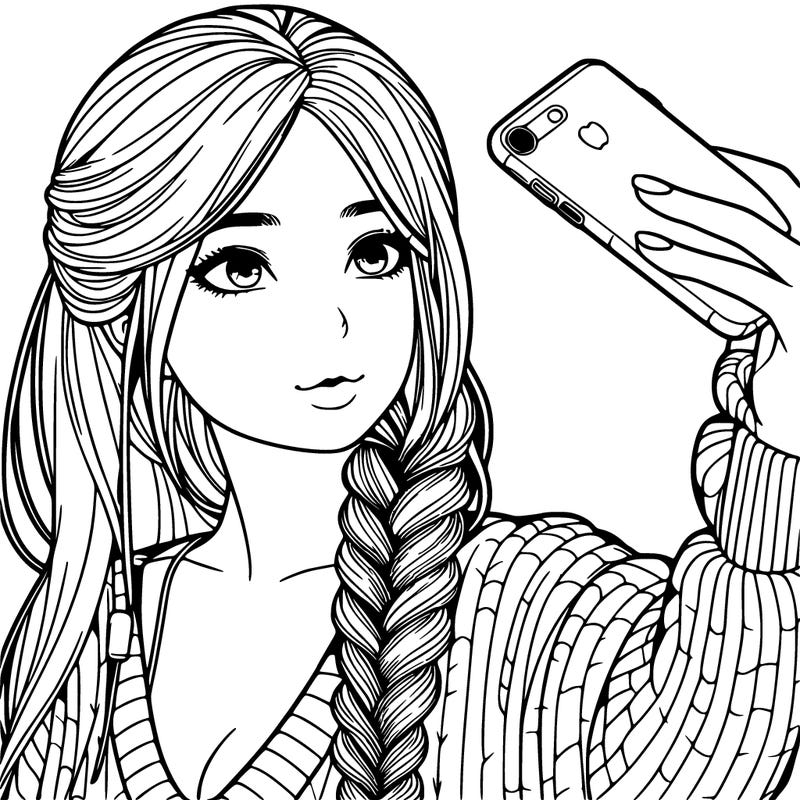realistic girl, taking a selfie