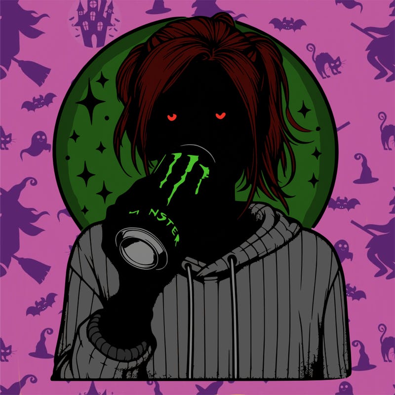 realistic girl drinking monster energy drink