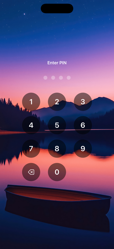 Secure Voice Recorder PIN entry screen with a numeric keypad