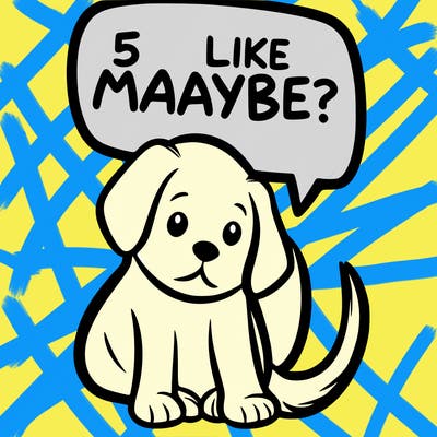 a puppy that says 5 like maybe