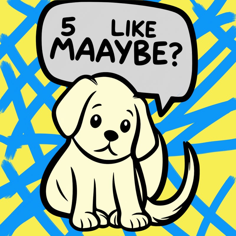 a puppy that says 5 like maybe