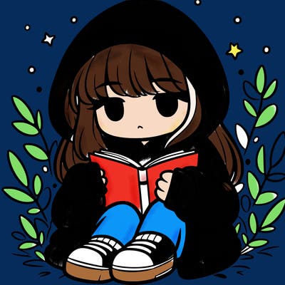 girl in oversized hoodie reading a book