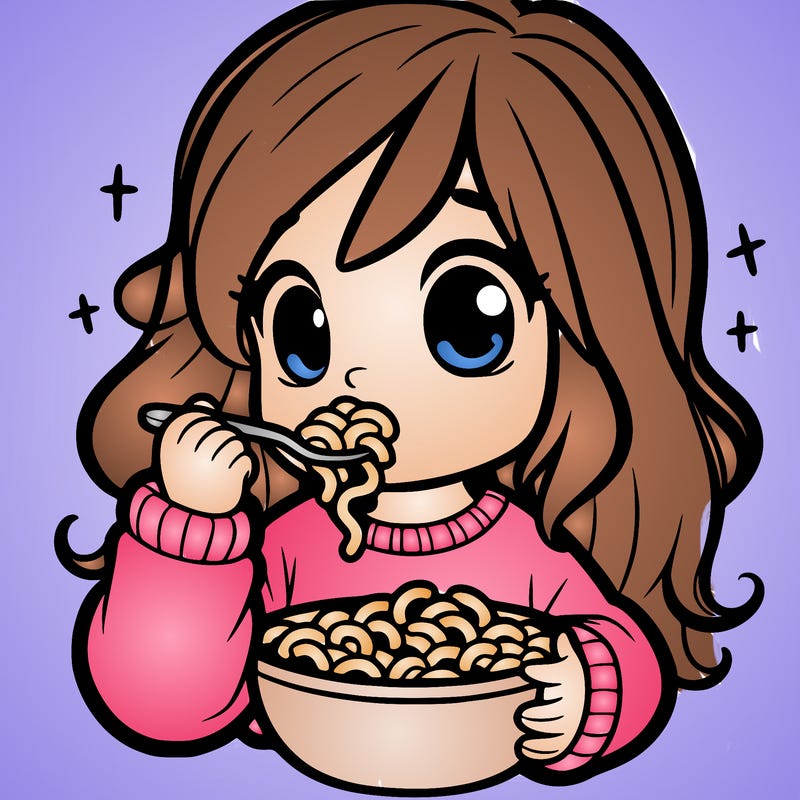 girl eating macaroni