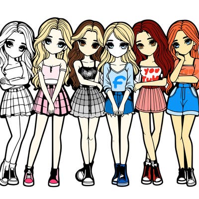 a group of girls realistic