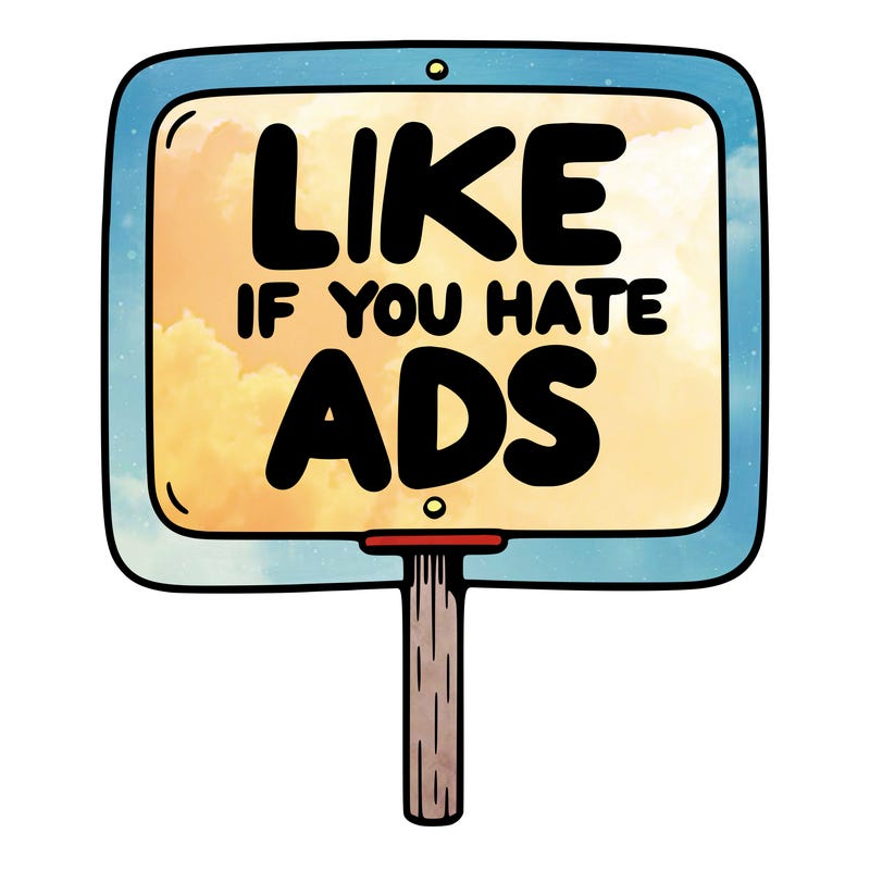 a sign that says like if you hate ads