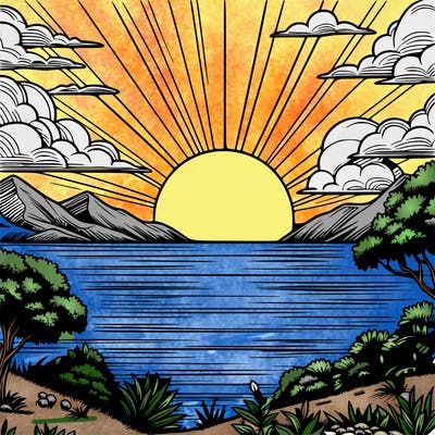 realistic sunset
